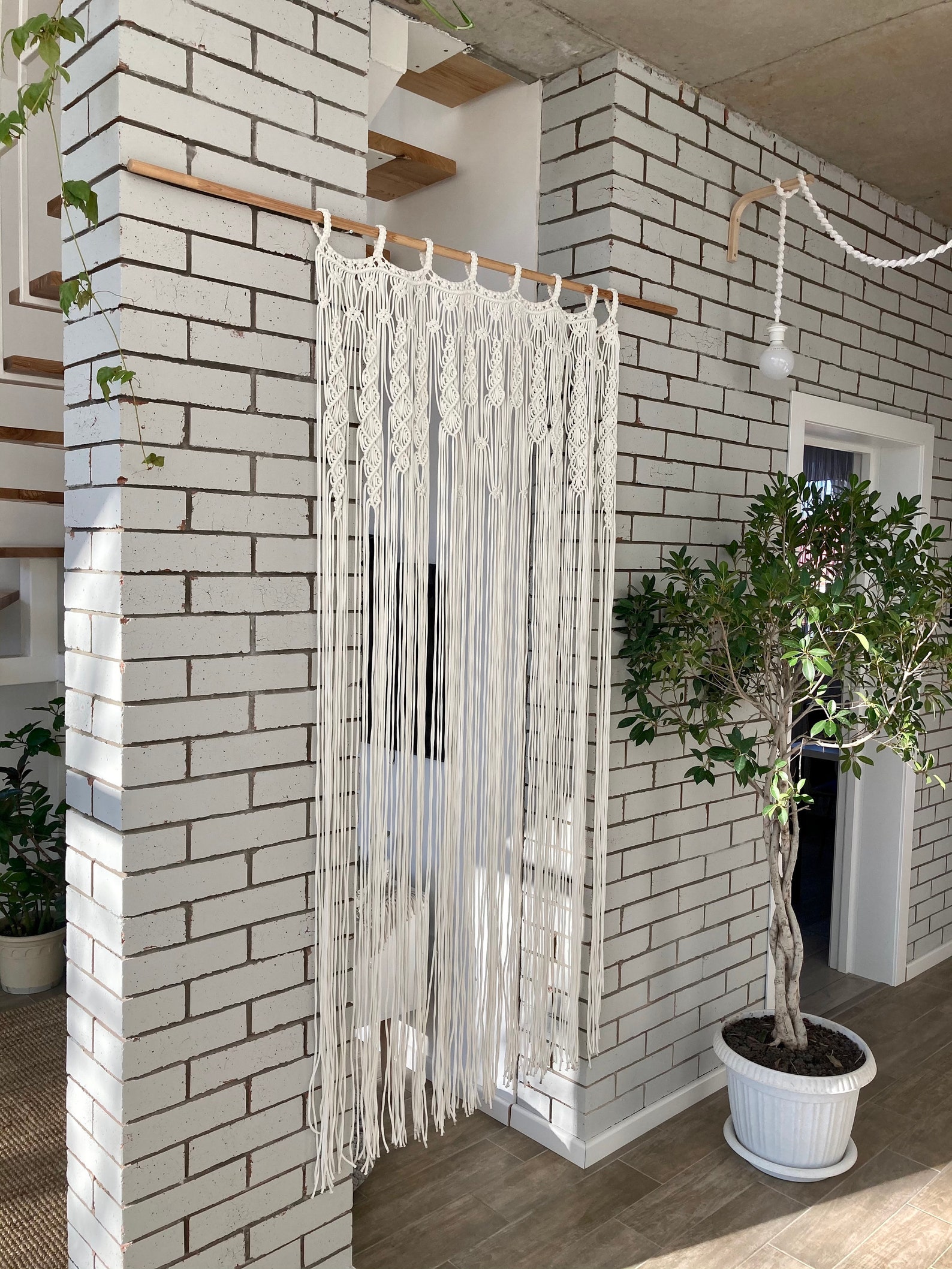 Macrame Shower Curtain,macrame Curtain Divider,macrame Curtain Panel