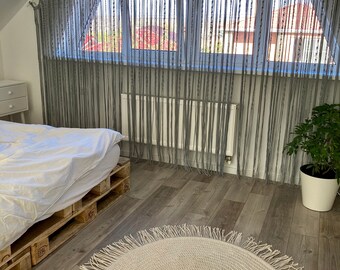 Makramé-rumsavdelare, makramégardinpanel, pärlgardin, handgjord boho-gardin, makraméfönstergardin, makramédörrgardin, present till mor