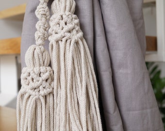 Macrame Curtain Tie Back With Tassel,Curtain Strap,Macrame Curtain Holdback Holder With Tassel,Curtain Holders,Farmhouse Tiebacks, For Gift