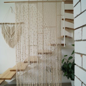 Macrame Doorway Curtain,Beaded Curtain,Bohemian Wall Art Decor,Woven Wallhanging,Closet Room Divider,Handmade Dangle Curtain,Farmhouse Gift image 6