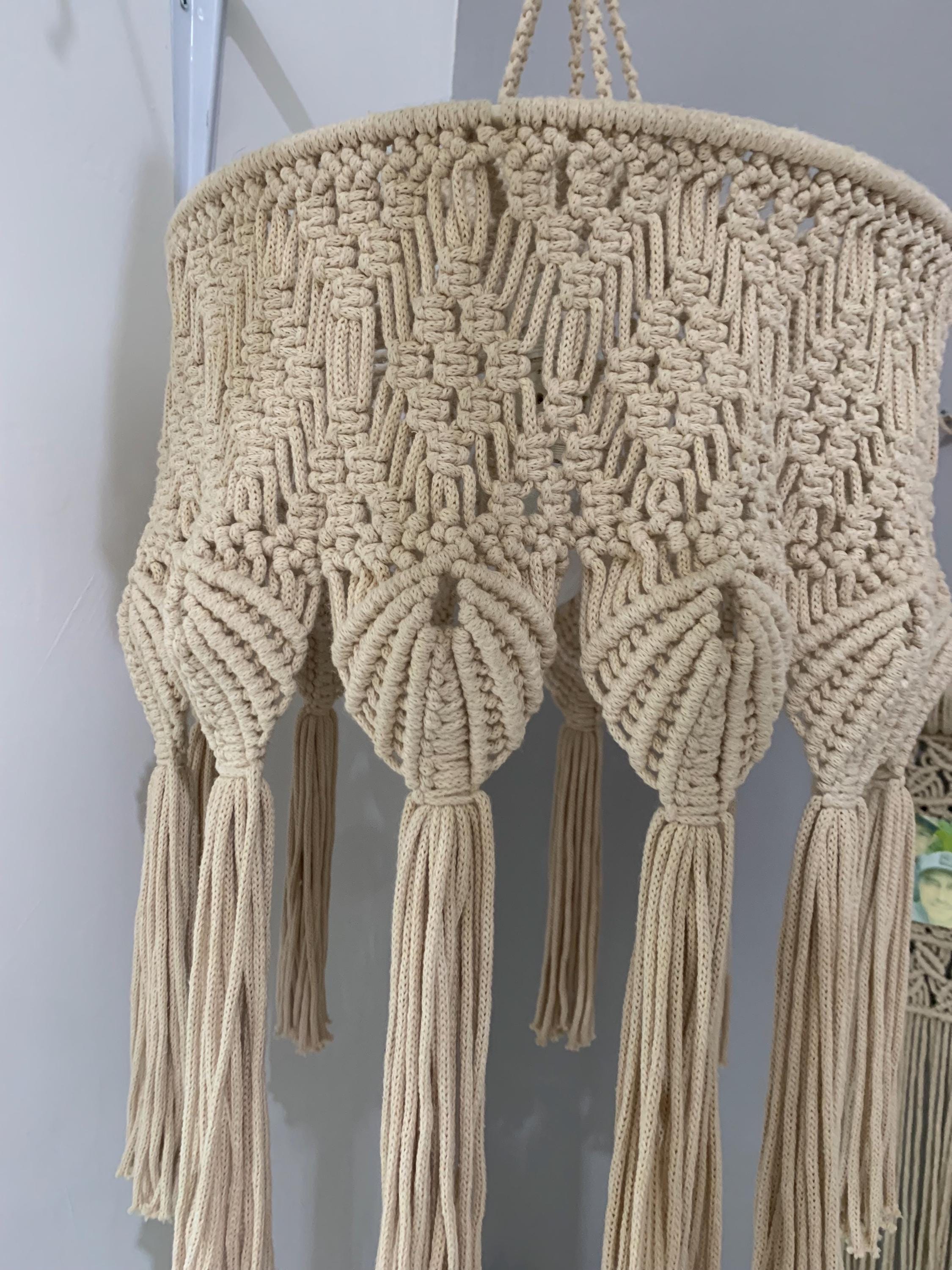 Shell Disc Lamp Shade Lamp Shade With the Shells Patterns.modern Macrame Chandelier.boho ...