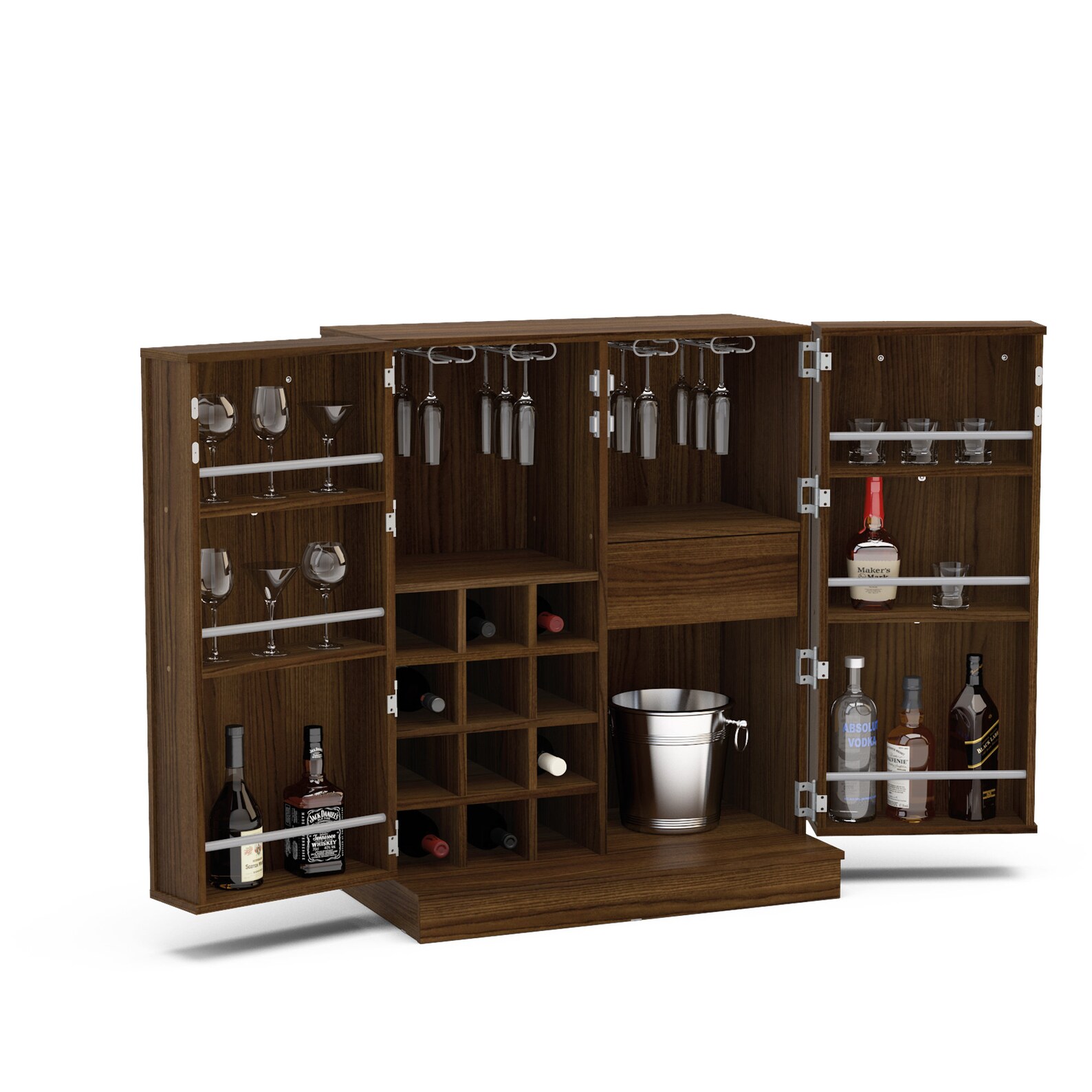 Boahaus Liverpool Bar Wine Storage Dark Brown Finish Etsy