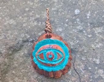 Avocado Seed Carving Pendant - I See You (Eye)