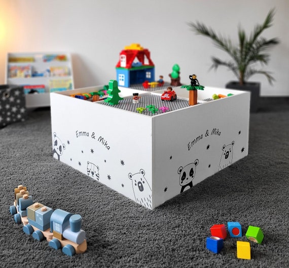 Table de jeu Lego pour enfants Duplo avec nom en bois