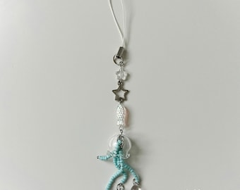 The Jellyfish Phone Charm - beaded, blue, charm
