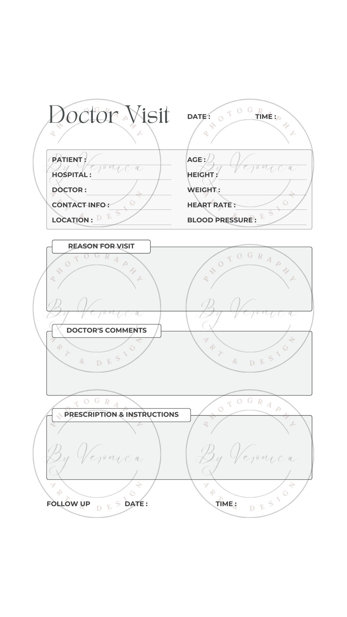 Medical Tracking Printable Pages, Doctor Visits, Medical Conditions ...