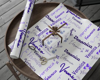 Personalized Name Wrapping Paper, Custom Birthday Gift Wrap