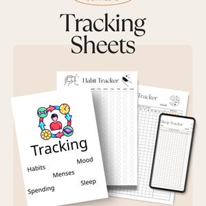 Printable Habit Tracker, Mood, Sleep, Period & Spending Sheets (Digital Download)