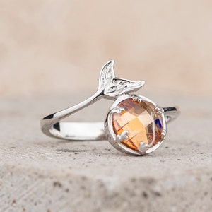 Whale Tail Ring, Different Stones Color, Dainty Ring, Handmade Jewelry, Personalized Gifts for Her, Mothers Gift, Tail With Diamond Ring