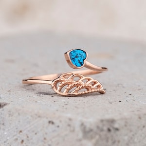 Angel Wing Ring, Heart Stone Minimalist Ring, Sterling Silver Mothers Ring, Handmade Jewelry, Family Ring, Dainty Ring, Personalized Gift