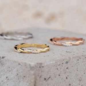Vintage Diamond Engagement Ring, Twisted Band Wedding Ring, Mother Ring, Handmade Jewelry, Promise Ring, Personalized Gift, Bridesmaid Gift