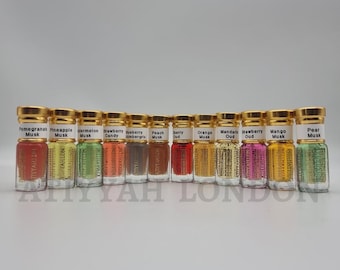 Fruity Perfume Oil Set: Arabian Attars, Musk & Oud Scents (12x3ml Alcohol-Free)