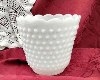 Vintage Fire King Hobnail White Milk Glass Vase/planter/bowl, Free Shipping