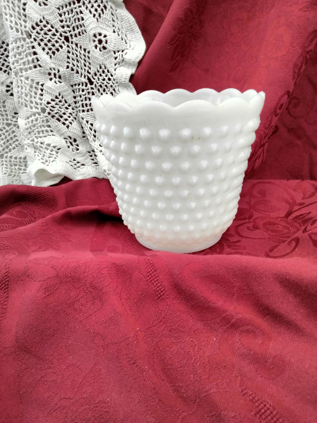 Vintage Fire King Hobnail White Milk Glass Vase/planter/bowl Etsy