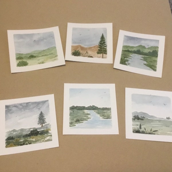 Mini original landscape watercolor paintings- collections #1, 2.  Choose your collection of 3 paintings