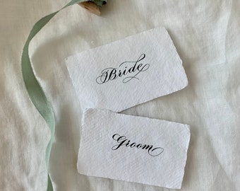 Plaatskaarten met witte kalligrafie | Papier met randjes | Cadeaukaartjes