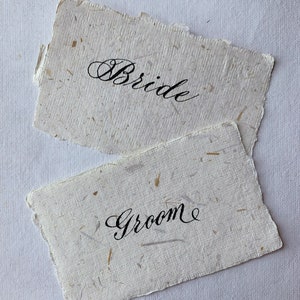 Handwritten Wedding Place Cards, Guest Name Cards on Deckle Edge Paper