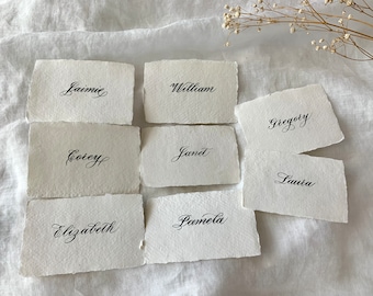 Ivory Handwritten Name Cards: Elegant Wedding Stationery, Dinner Place Cards, Business Party Décor, Customizable