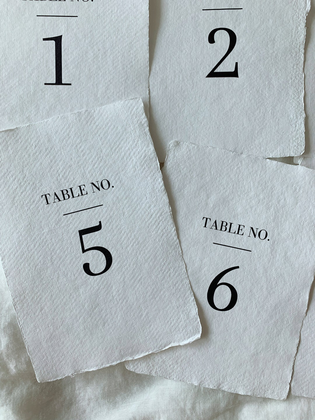 Modern Table Numbers, Deckled Edge Minimalist Reception Décor, Elegant ...
