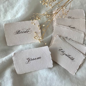 Blush Deckled Edge Place Card: Hand-Lettered Calligraphy