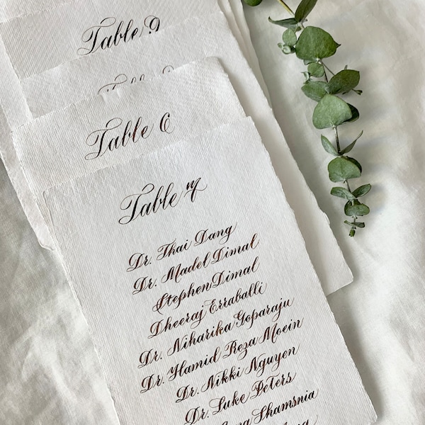 Handwritten Calligraphy Seating Chart: Cotton Paper Table Décor