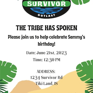 Survivor Birthday Invitation Instant Download Fully Editable 5 x 7 image 2