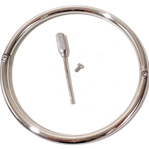 May include: A silver metal ring with a screw-on clasp. The ring is accompanied by a small screwdriver and a screw.