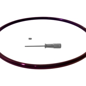 May include: A purple metal hoop with a small silver tool and a silver pin.