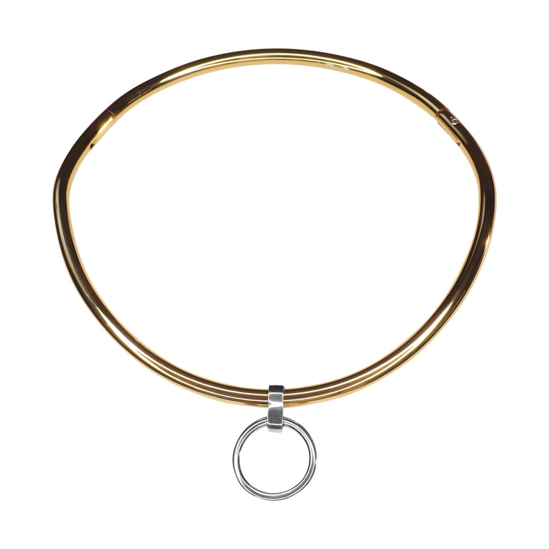 New Design 6mm Gold Curved Locking Eternity Collar Polished Stainless