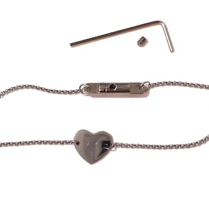 Locking Day Anklet, Locking Chain Heart Ankle Bracelet, Necklace with Locking Allen Key Closure (Multiple Sizes Available)