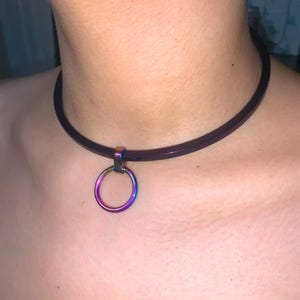 5mm Metallic Purple Collar Square Edge Box Jewelry Style Discrete Locking Eternity Collar - Available in Multiple Sizes 24/7 wear