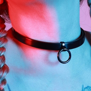 Platte roestvrijstalen, matzwarte borgkraag choker - 1/2&quot; hoog - meerdere maten beschikbaar