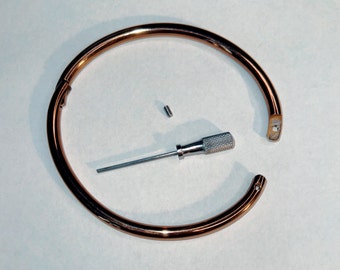 Vente finale - Bracelets manchette en or rose de 10 po. avec verrou de 6 mm en acier inoxydable