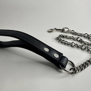 20&quot; Black Genuine Leather Chain Leash