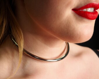 Thin Eternity Collar, Discrete Infinity Collar, Petite Slave Collar ((Polished Metal/Stainless Steel) (Multiple Sizes Available)