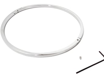 Discrete 5mm Petite Thin Locking Stainless Steel Eternity Slave Collar With Square Edge Design