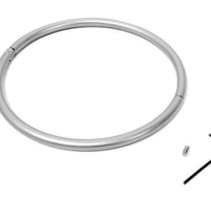 8mm Lightweight Hollow Collar, Lockable Collar Women Sub, Satin Aluminum, Hypoallergenic