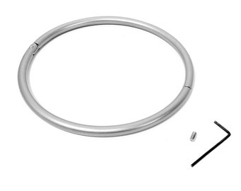 8mm Lightweight Hollow Collar, Lockable Collar Women Sub, Satin Aluminum, Hypoallergenic