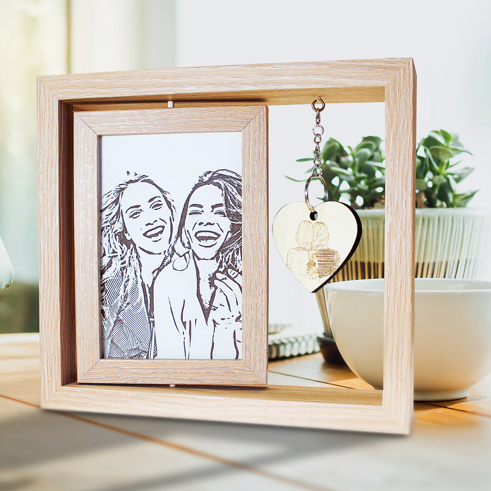 rotating photo frame with light