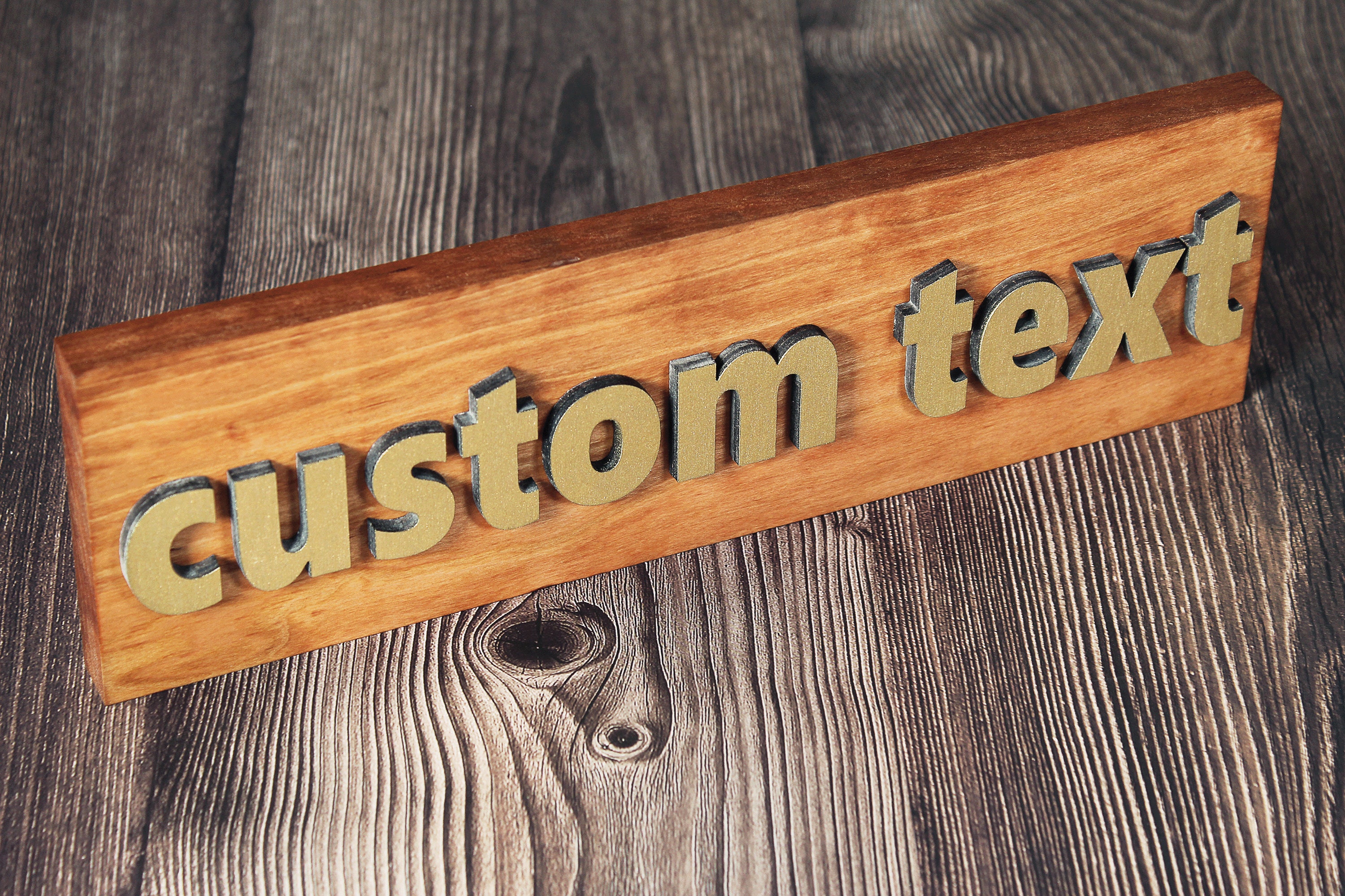 Custom Carved Solid Wood Sign, 3D Text Engraving and Cutting Home