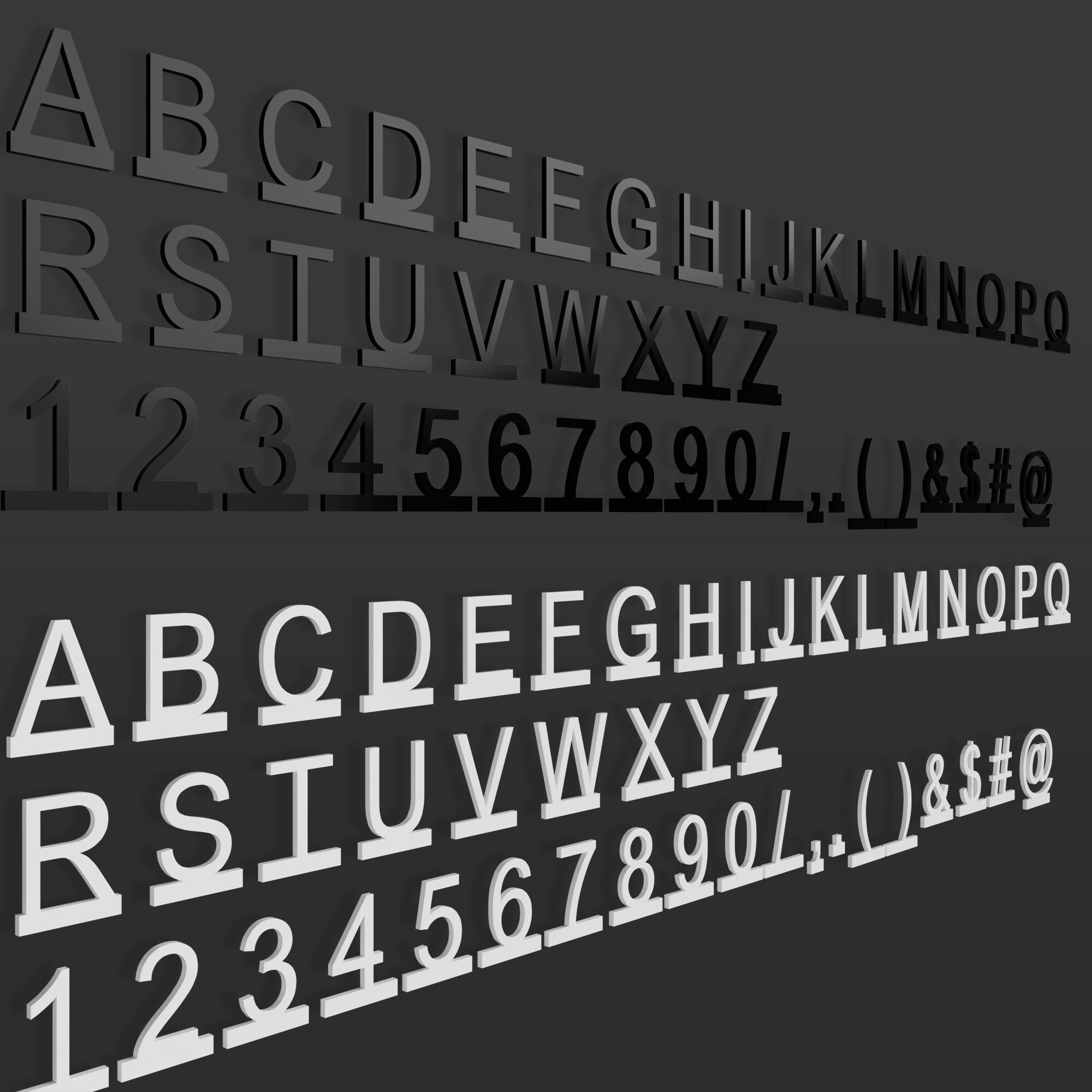Black and White Acrylic Letters, Numbers, and Symbols for Wood Menu