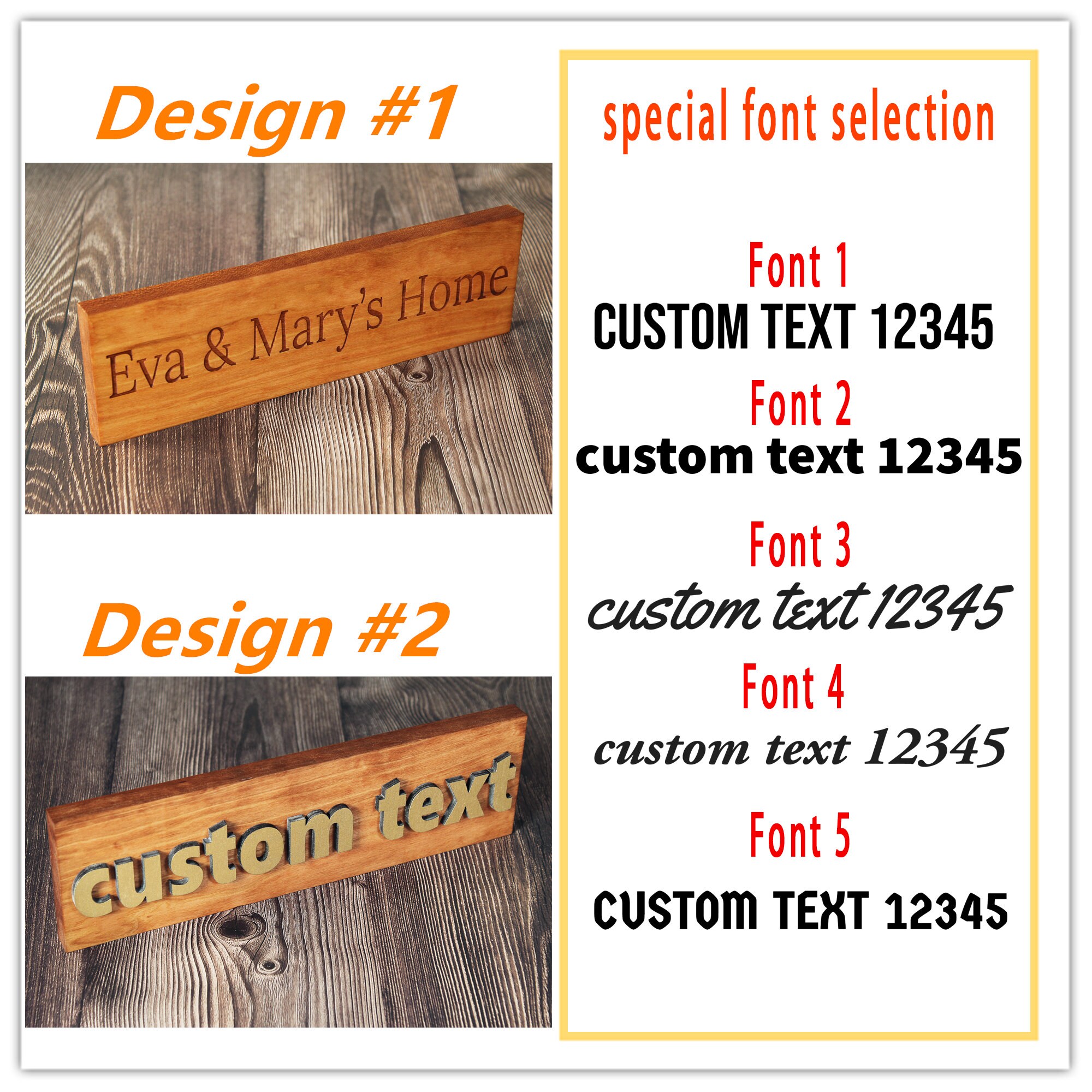 Custom Carved Solid Wood Sign, 3D Text Engraving and Cutting Home