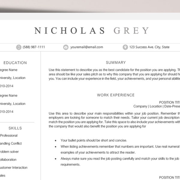 fancy paper for letter writing Professional Resume WORD Template | Modern, easy to edit | 1 & 2 Pages with Cover Letter and References