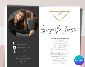 Minimalist Sorority Resume Template for CANVA with matching cover letter. Easy to use. Instant download. A1