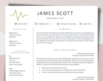 Elegant Gold Nurse Resume Template for MS WORD, CV Template easy to use with Cover Letter + Reference A2