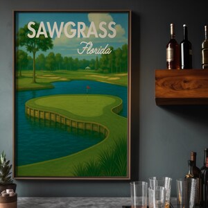 Sawgrass Golf Art Print: Minimalist Florida Travel Poster