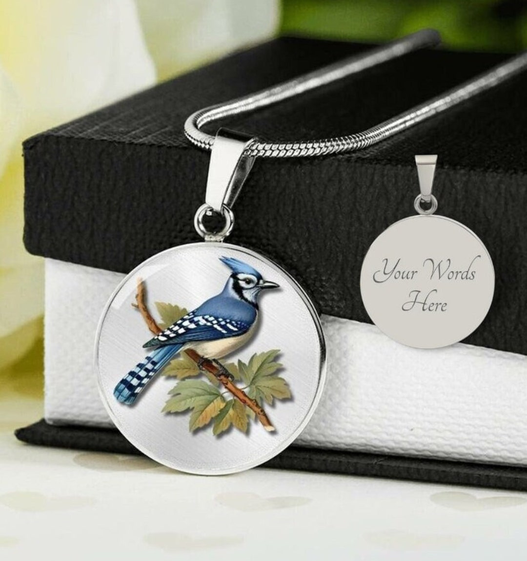 Personalized Blue Jay Necklace Blue Jay Jewelry Blue Jay Etsy
