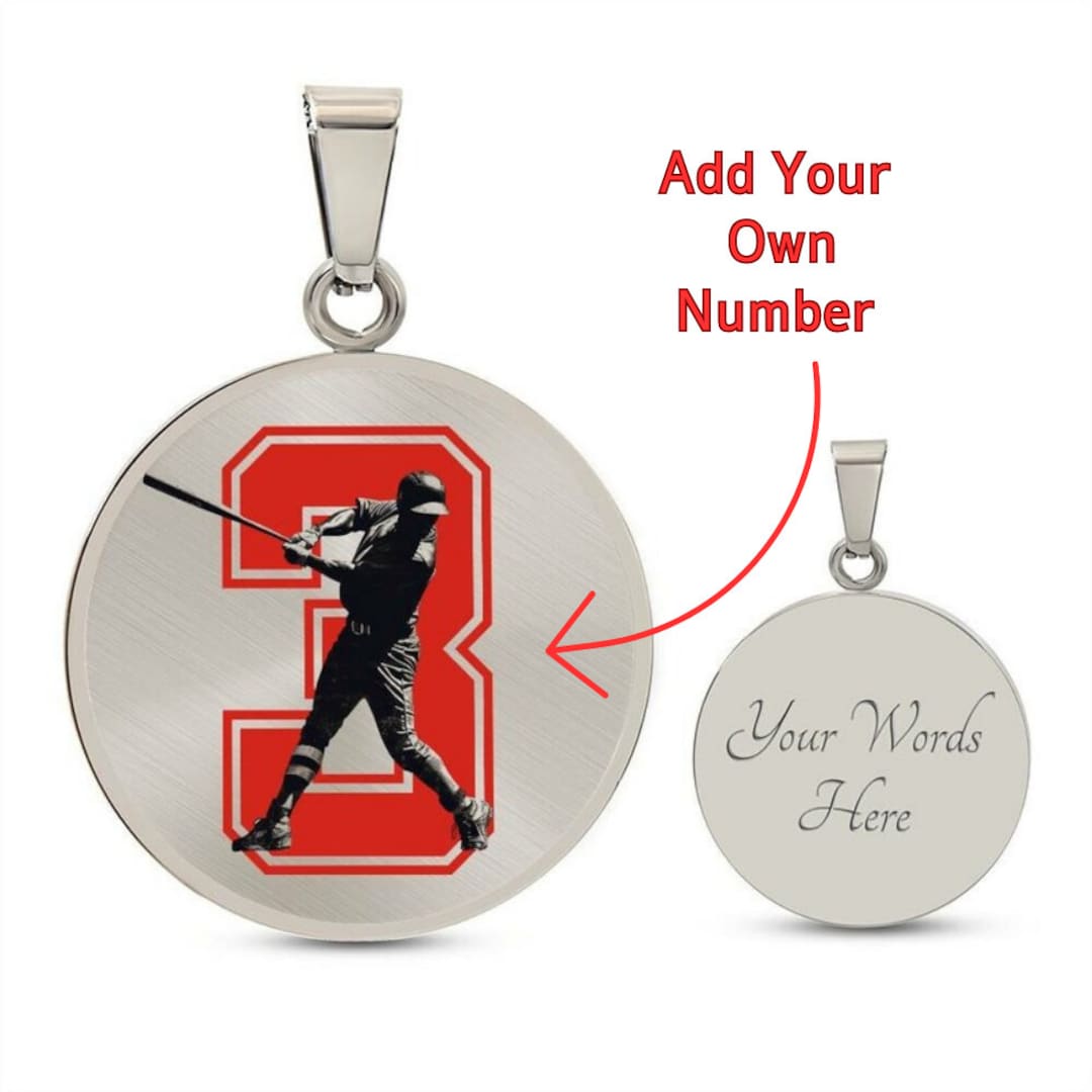 Baseball Number Necklace Baseball Necklace Number 3 Baseball Etsy