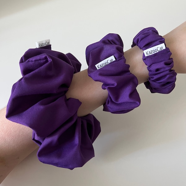 Dark Purple Scrunchie - Handmade Elastic Hair Tie