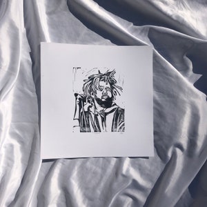 G.O.M.D- J.Cole Linocut Portrait